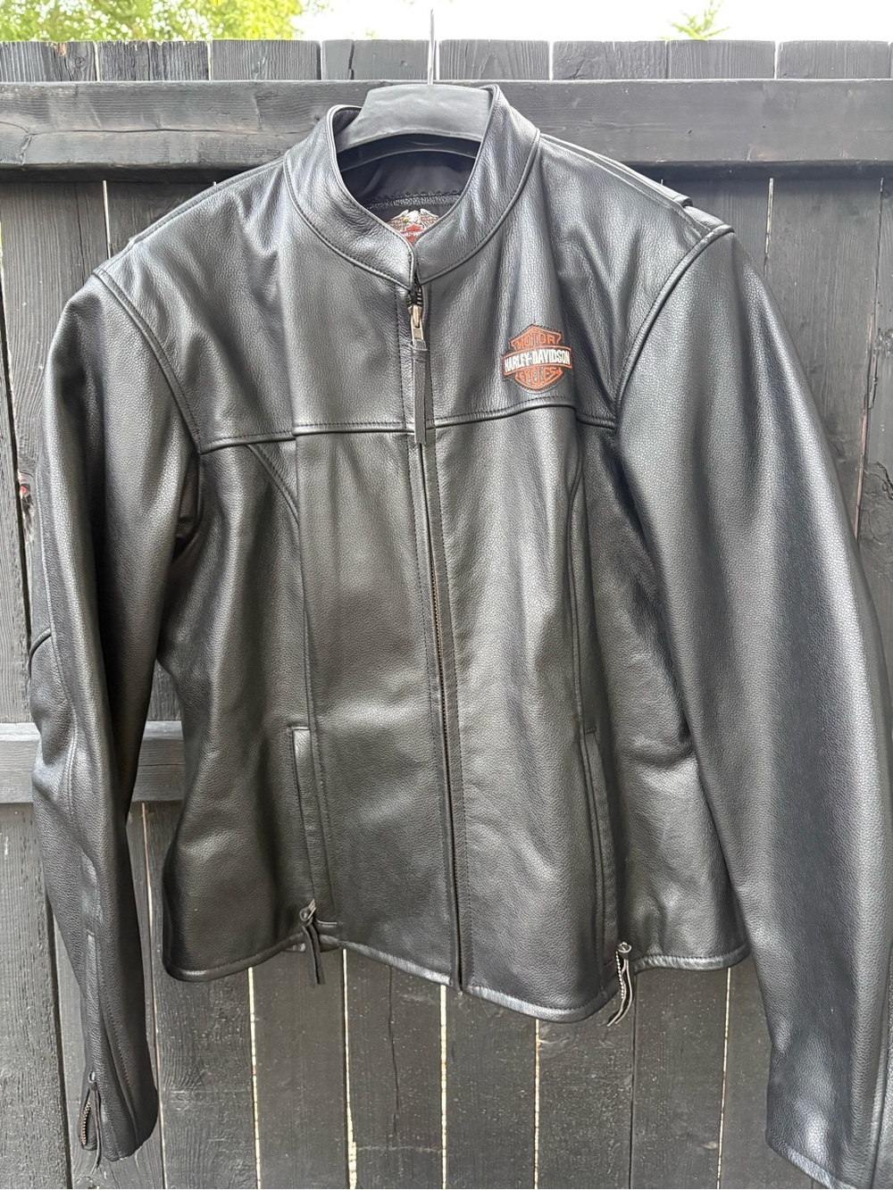 Harley-Davidson Women's Genuine Leather Jacket Black Moto Biker Racer Motorcycle
